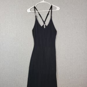 Zesica Black Sleeveless V Neck Hollow Out Beach Midi Dress Women's Large